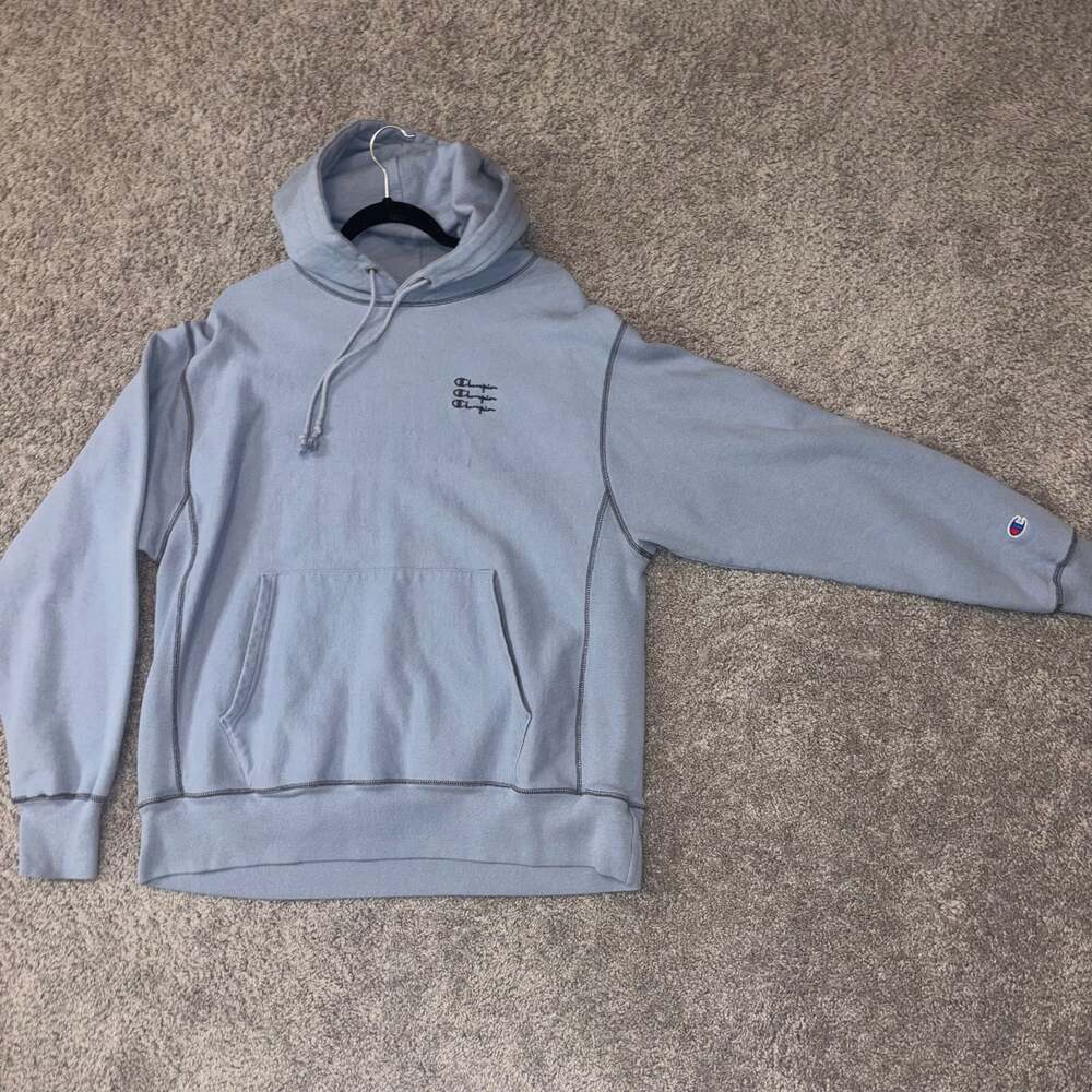 Champion Reverse Weave Pullover Hoodie Contrast Stitching Mens Size Large